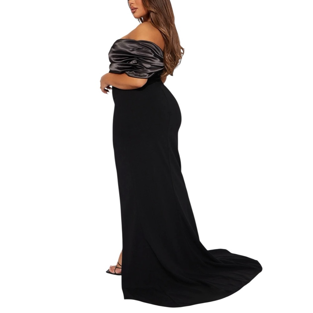NWT Fashion Nova Am I The Drama Draped Black Maxi Dress Evening Gown 3X - Picture 2 of 9